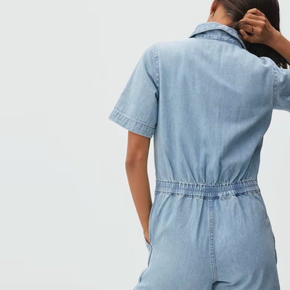 Everlane Denim Short Coverall Jumpsuit - Picture 4 of 8